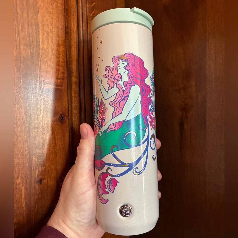 Starbucks 2024 Mermaid Travel Tumbler with Pink and Green Design